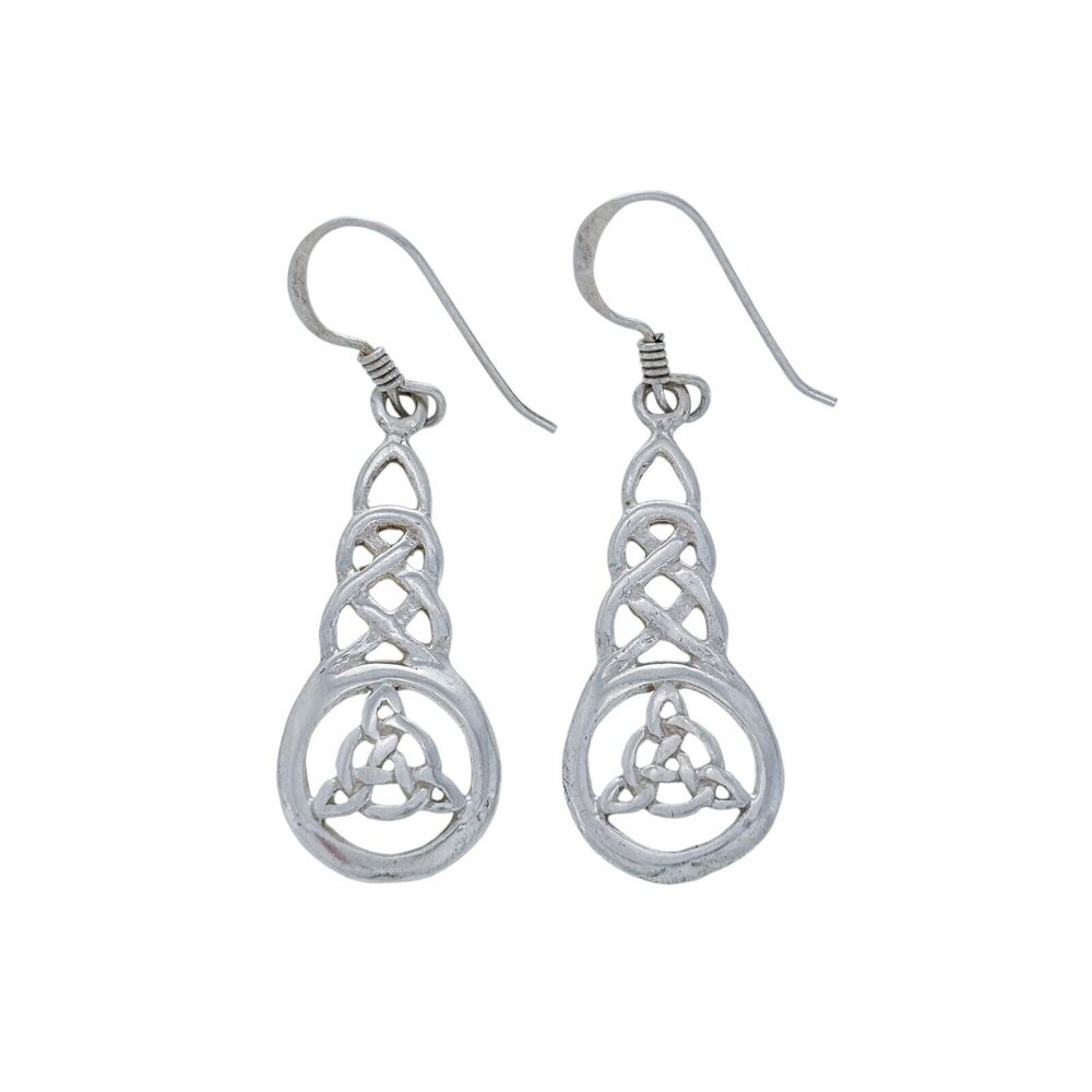 Vintage Sterling Silver 925 Celtic Knot Dangle Earrings